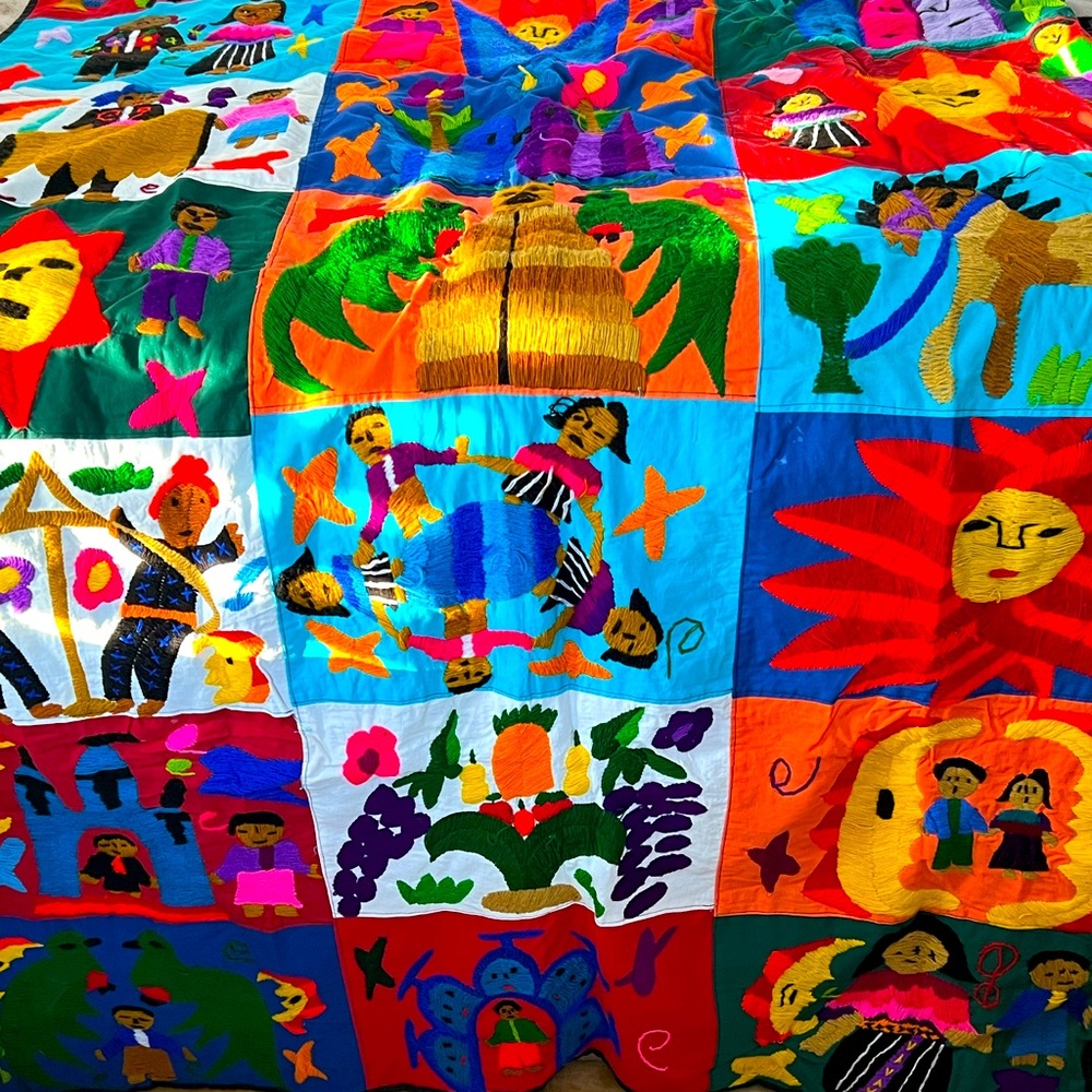 Quilt Children’s Room Animals in Guatemala multicolor colorful 48 x72 inches